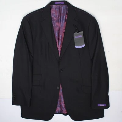 NWT Ted Baker Endurance Suit Mens 44R 38W Solid Black Wool Coat Flat Front Pants - Image 1 of 4
