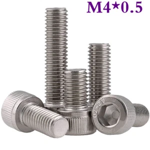 M4 - 0.5 Fine Thread 304 Stainless Steel Hex Socket Head Cap Screws Bolts A2-70 - Picture 1 of 16