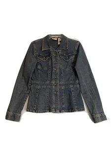 Mujer/Jrs Axcess Liz Claiborne Azul Denim Peplum Jean Chaqueta Manga Larga Talla S - Imagen 1 de 13