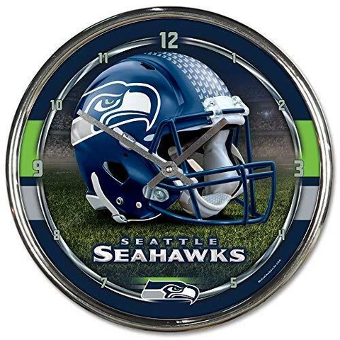 Nfl Football Team Chrome Wall Clock , Seattle Seahawks , 12-Inch Cover
