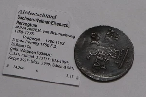 🧭 🇩🇪 DEUTSCHLAND SACHSEN-WEIMAR-EISENACH 3 PFENNIG 1760 FS B79 #Z7061 - Bild 1 von 2