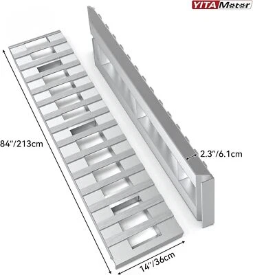 2Pcs 6000LBS 84" x 14" Aluminum Trailer Ramps Loading Ramps for Car ATV Truck - Image 1 of 4