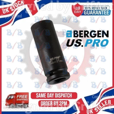 21MM 1/2" DRIVE 6PT 6 POINT SINGLE CR-V DEEP IMPACT SOCKET WRENCH LONG REACH - Image 1 of 4