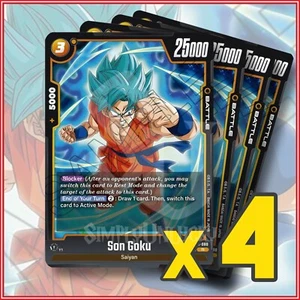 DRAGON BALL SUPER FUSION WORLD: Son Goku FB03-080 Rare x4 Raging Roar - Picture 1 of 2