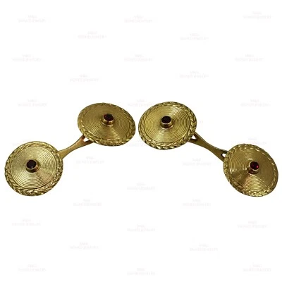 French Antique Cufflinks Double Sided Ruby 18k Yellow Gold - Image 1 of 4