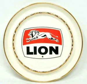 Vintage LION OIL REFINERY Ashtray Oil Gas Advertising Ceramic 8 1/2" Round - Picture 1 of 5
