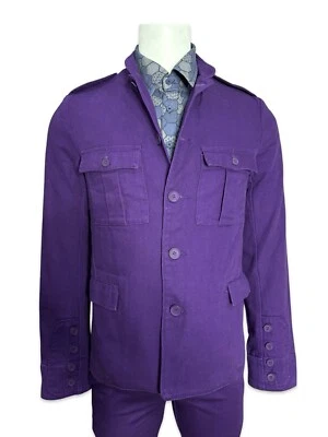 Tripp NYC Goth Punk Army Uniform Gothic Band Gotham Joker Purple Denim Jacket - Image 1 of 4