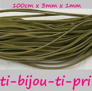 LOT de 5 mètres (5 x 1m) CORDONS plats LACETS simili DAIM 3mm VERT OLIVE perles - Imagen 1 de 1