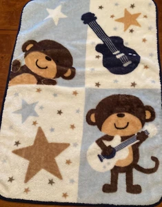 Carter's bebé o niño pequeño manta polar osos y guitarras azul y marrón - Imagen 1 de 8