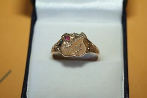 100% Genuine 9k Solid Gold Shield Signet Ring. Etched Roy .Size US 9.75 AU S1/2 - Picture 1 of 8