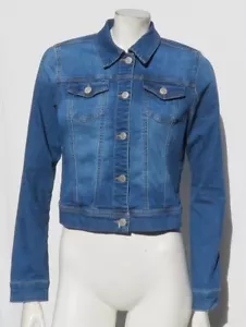 WAX JEAN US Damen M mittelblau weich Stretch Basic Denim kurz Jacke Oberteil EUC - Bild 1 von 6