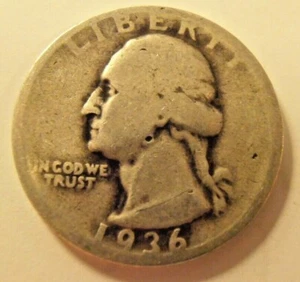 1936 D Washington Silver Quarter, (36DAC5) - Picture 1 of 4