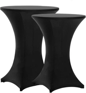 Tina 2 Pack 30X42 Inch Highboy Spandex Cocktail Table Cover Black, Fitted Stretc - Picture 1 of 8