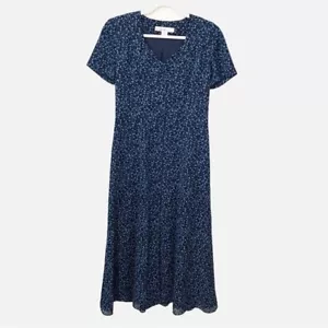 David Warren New York Womens Size 6 Dress Maxi Blue Short Sleeves Button Front - Picture 1 of 10