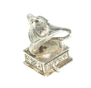 Ladies womens sterling silver gramophone charm - Picture 1 of 5