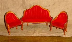 Sofa und 2 Sessel-schönes Puppenhauszubehör-edel-Miniatur 1:12-sehr guter - Picture 1 of 4