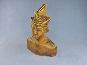 Busto de madera tallada indonesia vintage de joven - Imagen 1 de 12