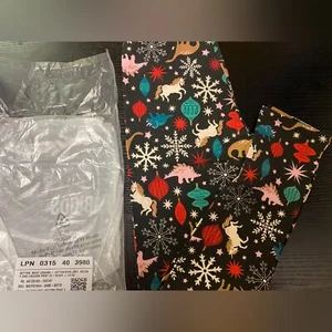 Fabkids Holiday Christmas Dino Unicorn Leggings Size Large(10/12) - Picture 1 of 3