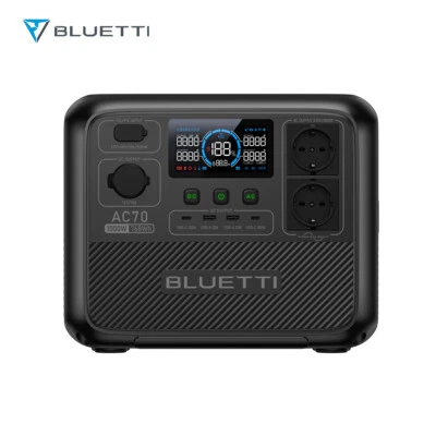 BLUETTI AC70 1000W Power Station Portátil 768Wh Generador Solar para Camping RV Van