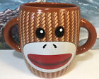 Sock Monkey Coffee Cup Mug Brown White Double Handle Galerie Ceramic