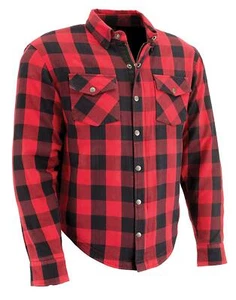 HERREN BIKER KARIERTES FLANELL SHIRT SCHULTERN ELLBOGEN VERSTÄRKT mit ARAMID - SAEB - Bild 1 von 6