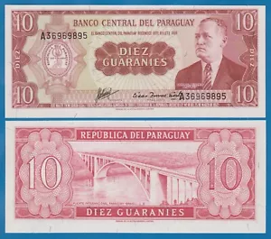 Paraguay 10 Guaranies P 196b L.1952 UNC P 196 b - Foto 1 di 1
