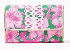 Lilly Pulitzer Hot Pink & Green Hibis Kiss Envelope Pouch Clutch Handbag NWT 🌺 - Picture 1 of 8