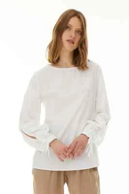 Túnica de algodão branca tamanho XS MSRP $193 Catarina manga cordão nova com etiquetas - Imagem 1 de 4