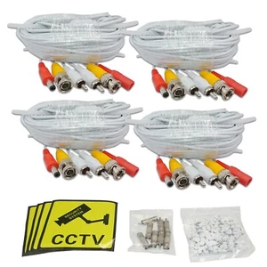 4X60ft White Pre-Made All-in-One Siamese Audio Coaxial BNC Cable for CCTV Camera - Picture 1 of 9