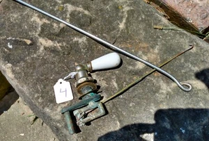 Antique Toilet Tank Flush Valve w Porcelain Handle Lever 1920s - Picture 1 of 10