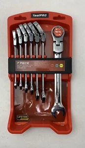 ToolPro 7 Piece Metric Ratchet Flex Head Combination Spanner Set - Picture 1 of 2