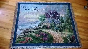 A VINTAGE TAPESTRY "THE LORD IS MY LIGHT!"by THOMAS KINKADE - Picture 1 of 8