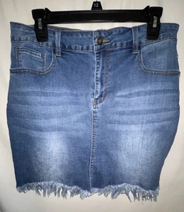 Jeans Jeans - Gonna di jeans orlo shaggy elasticizzato donna taglia XL - Foto 1 di 6