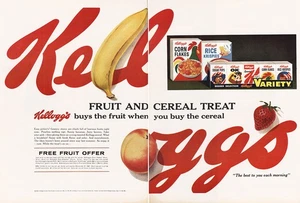 1962 Kelloggs Cereals: Fruit and Cereal Treat Vintage Print Ad - Picture 1 of 1