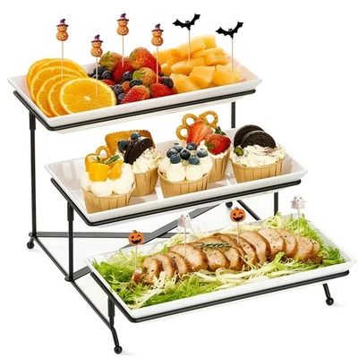 3 Tier Serving Tray Set, 12" Tiered Serving Trays Platters, Reusable Serving ... - Image 1 of 4