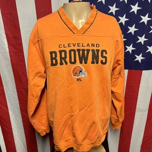 CLEVELAND BROWNS sweatshirt vtg NFL football logo 90s fanwear V-neck pullover XL - Picture 1 of 5