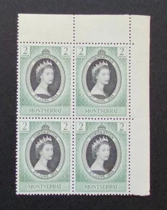 MONTSERRAT 1953 Elizabeth Coronation Sc 127. SG 136 QEII 2c BLOCK of 4 Mint NH - Picture 1 of 12