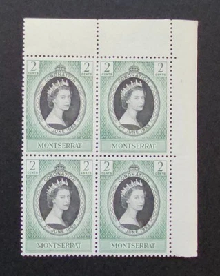MONTSERRAT 1953 Elizabeth Coronation Sc 127. SG 136 QEII 2c BLOCK of 4 Mint NH - Image 1 of 4