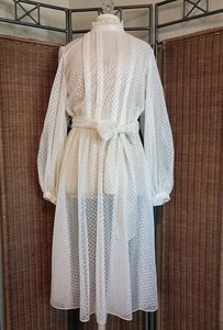 Vintage Argent Fille Ltd. Midikleid Gr. M? Sheer USA Union Made Creme 70er Jahre - Bild 1 von 18