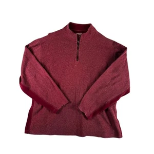 Roundtree & Yorke Quarter Zip Pullover Sweater Burgundy Wine Cotton Blend - Picture 1 of 7