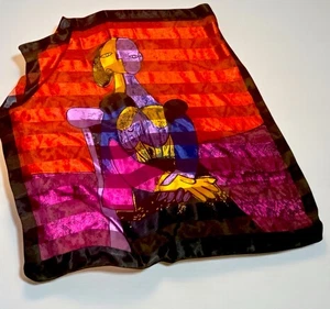 Bufanda cuadrada de satén vintage Pablo Picasso estampado abstracto colorido 40x40’’ - Imagen 1 de 1