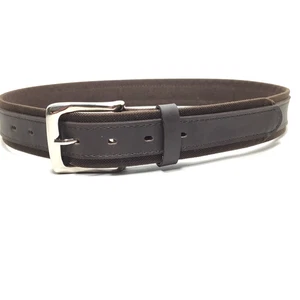 Cintura Uomo 34 Marrone Casual Jeans Tela Ecopelle Sovrapposizione Fibbia Argento - Foto 1 di 7