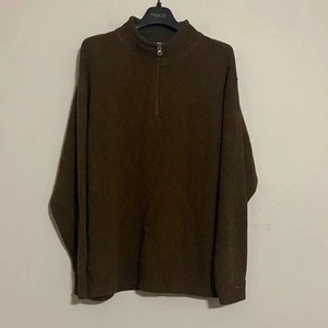 Woolrich Herren Dunkelbraun Reißverschluss Pullover XL 100% Wolle Freizeit Büro Lagenlook Y2K - Bild 1 von 8