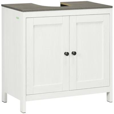 White Freestanding Bathroom Under Sink Cabinet 60x30x60cm with Adjustable Shelf - Image 1 of 4
