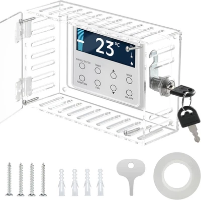 Universal Thermostat Lock Box with Key Clear Large Thermostat Cover Guard Wall - Image 1 of 4