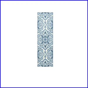 Washable Medallion Runner Rug - Non-Slip Blue/White Indoor Carpet 2' x 7' - Picture 1 of 11