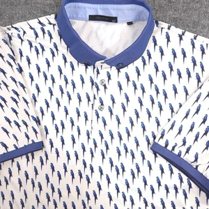 Greyson Poloshirt Herren XXL Blau Papagei Vogel Print AOP Performance Golf Preppy - Bild 1 von 9