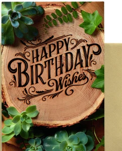 Happy Birthday Holzarbeiter Schnitzer Holzschnitzerei Baum Natur Punze Grußkarte - Bild 1 von 3