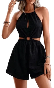 SHENHE Damen Cut Out Tie Neckholder Rückenfrei Sommer Ärmellos Strampler - Bild 1 von 5