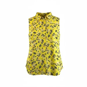 Banana Republic Drapey - Classic Shirt  Size Small Sleeveless Yellow Floral - Picture 1 of 6